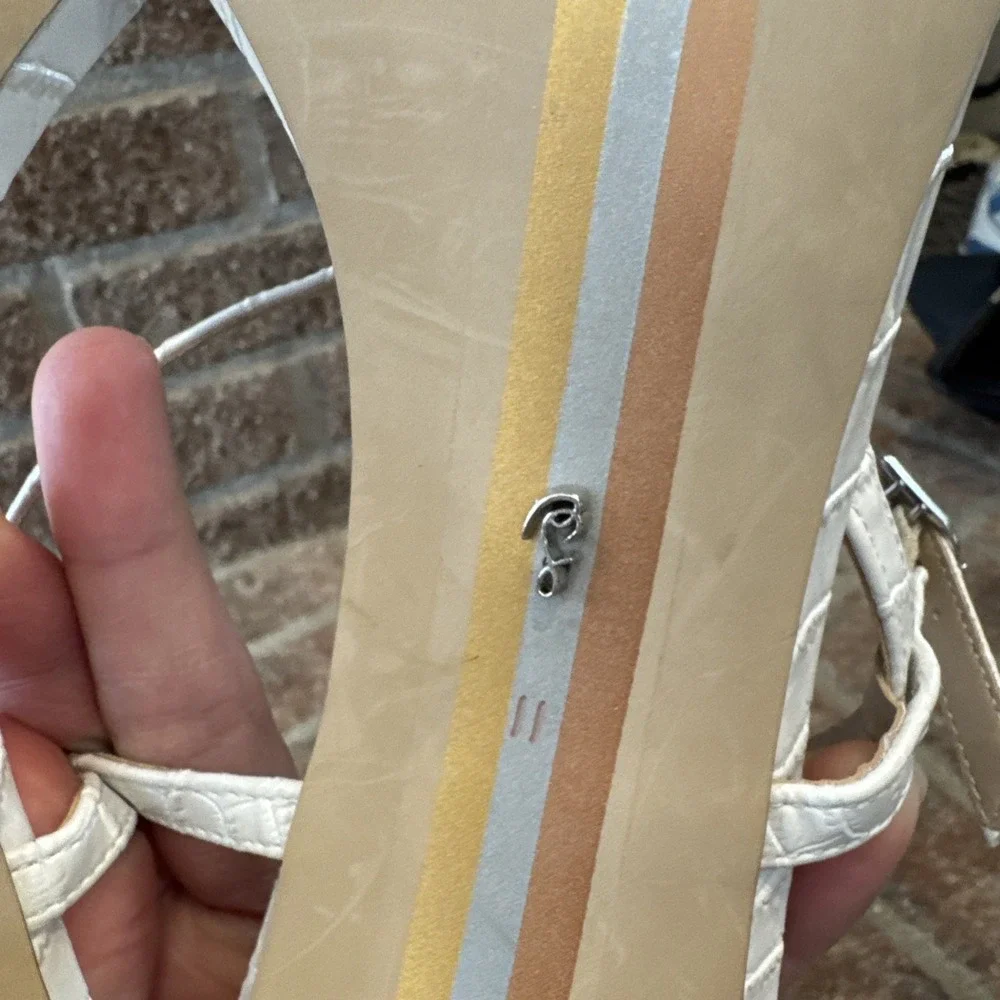 Sam Edelman Doran Strappy Sandal‎ Ivory Cream White Croc Women Size 11 #149